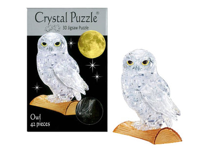 Play N Learn 3D Crystal Puzzle Clear/Black Owl | STEM Jigsaw Brain Teaser