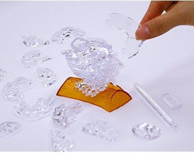 Play N Learn 3D Crystal Puzzle Clear/Black Owl | STEM Jigsaw Brain Teaser