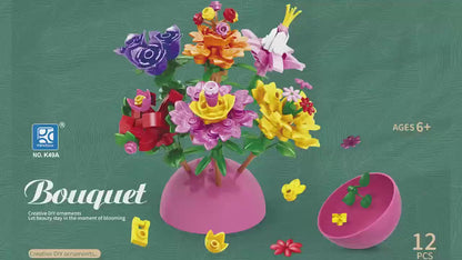 Play N Learn Build Your Own Creative Bricks Flower Design Kit | DIY Building Party Gift