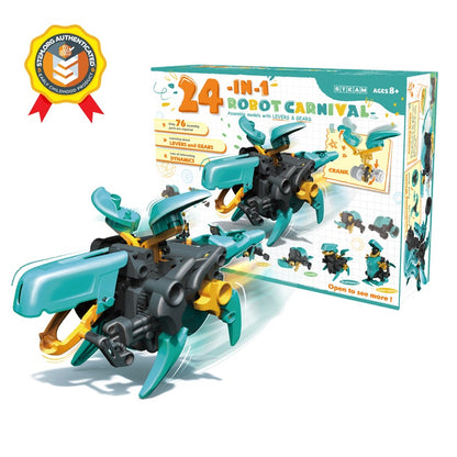 Play N Learn STEM 24-in-1 Self-Assembly Robot Kit | DIY Robot Carnival Building Toy