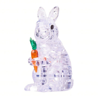 Play N Learn 3D Crystal Puzzle Rabbit Clear/Brown | Jigsaw Brain Teaser & Display Gift