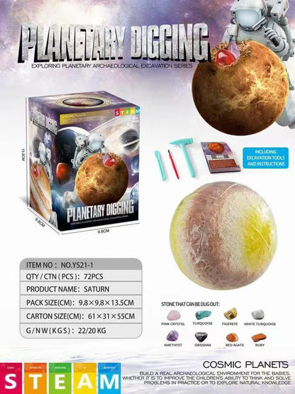 Play N Learn STEAM Planet Exploration & Excavation Crystal Gem Kit | Geology & Planetary Science