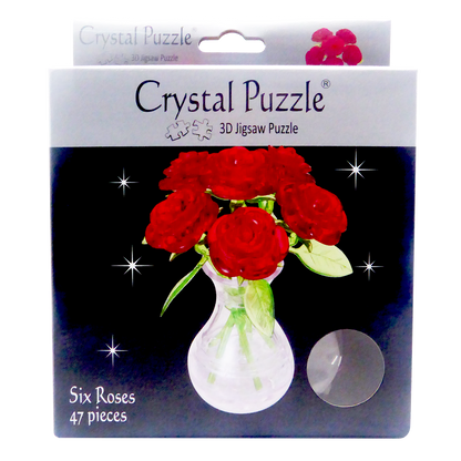 Play N Learn 3D Crystal Puzzle Six Roses Red | Elegant Gift & Brain Teaser