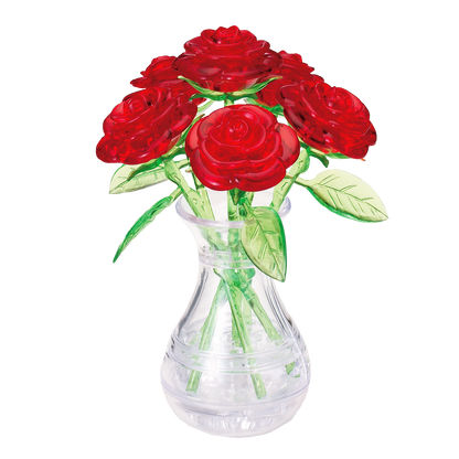 Play N Learn 3D Crystal Puzzle Six Roses Red | Elegant Gift & Brain Teaser