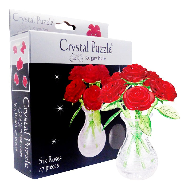 Jigsaw Puzzle Play N Learn 3D Crystal Puzzle Six Roses Red