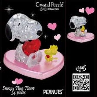 Play N Learn 3D Crystal Puzzle Snoopy Hugs Heart | Valentine & Anniversary Gift Puzzle